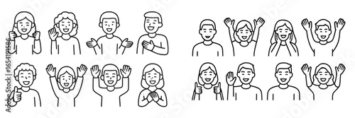 Vector art of diverse people showing joy and excitement
