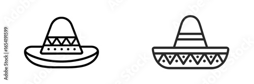 Minimalist vector illustration of traditional Mexican sombreros
