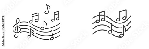 Vector illustration of musical notes on a white background