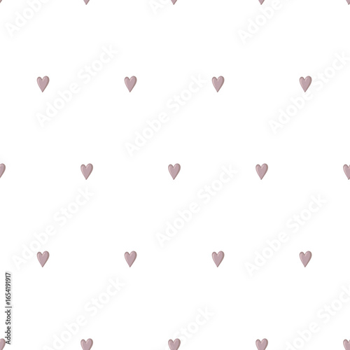 Simple seamless pattern with purple heart on white background. Hand drawn pastel coquette illustration in romantic doodle style. Great for wallpaper and textile. Perfect for bed linen and kids decor.