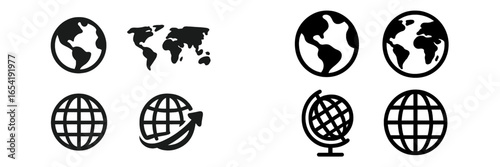 Different styles of globe illustrations for global concepts