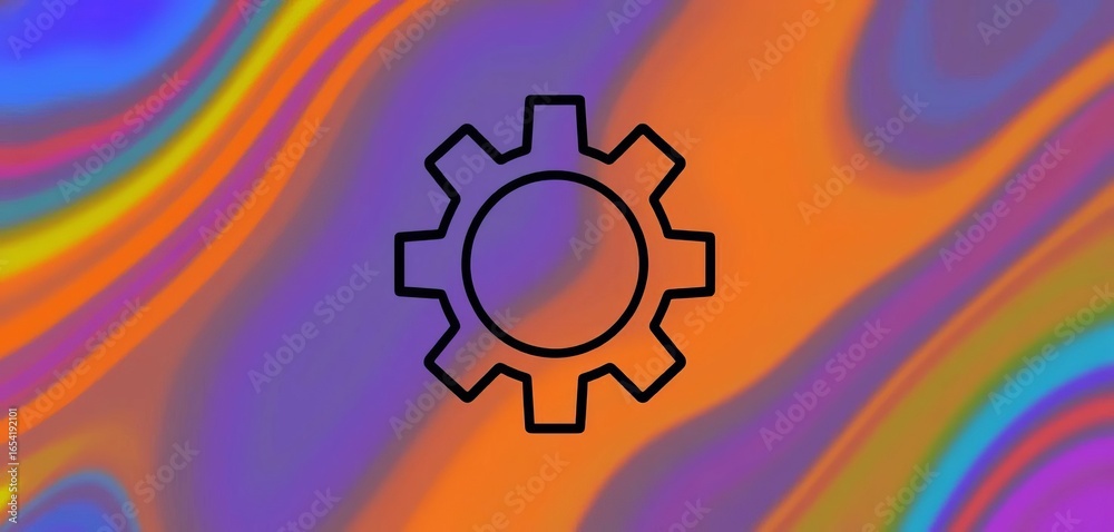 Fototapeta premium Sleek black linear icon of a gear or cogwheel, vector graphic suitable for settings applications, software, vector