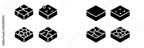 Creative vector illustrations of textured soil blocks for design
