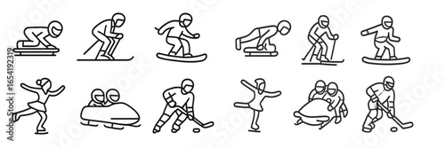 Variety of winter sports activities in vector illustration format