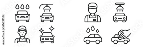 Car wash service activities with detail in vector format