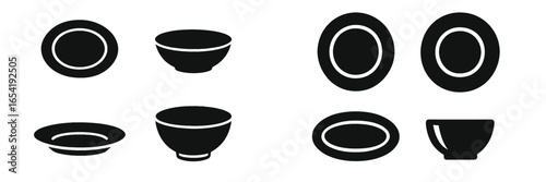 Creative vector illustration of various dish types and shapes