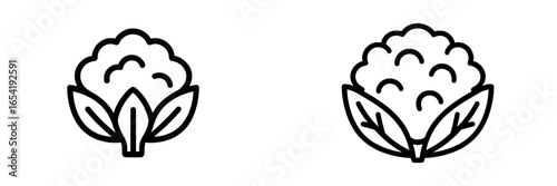 Stylized vector illustration of fresh cauliflower crops in isolation