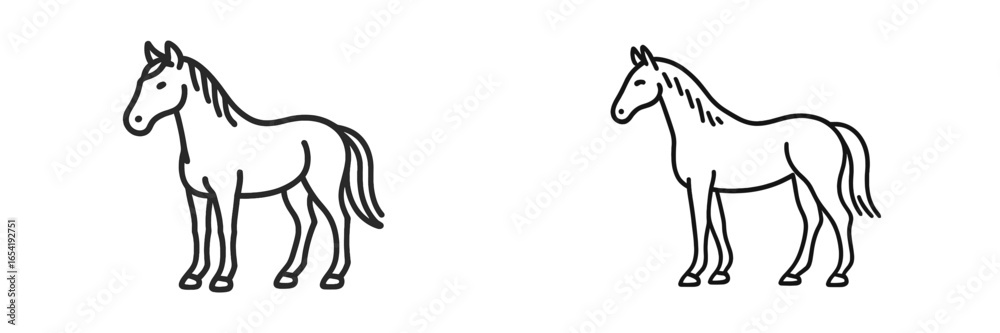 Fototapeta premium Vector illustration of two isolated horses in a simple style