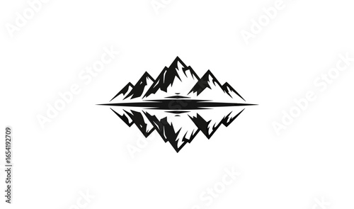 Mountains reflected in water graphic illustration