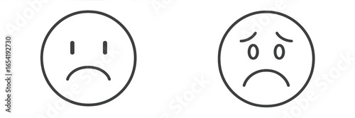 Emoticons representing sadness and disappointment in vector style