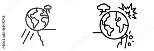 Cartoon earth illustrations of environmental issues and disasters