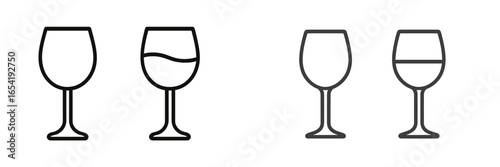 Vector illustration of various drinking glasses in outline design