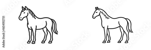 Vector illustration of two isolated horses in a simple style