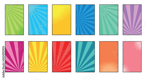 Comic book background pop art retro sunburst ray template