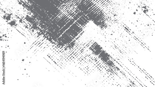 Distressed halftone brush stroke. Abstract grunge texture with splatter paint effect. Vintage scratch overlay for background and graphic design