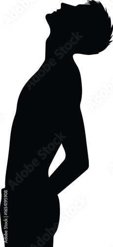 Silhouette of a Man with Back Arched in Motion