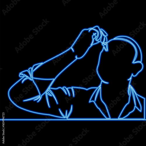 Man using eye drops for dry eyes relief icon neon glow vector illustration concept