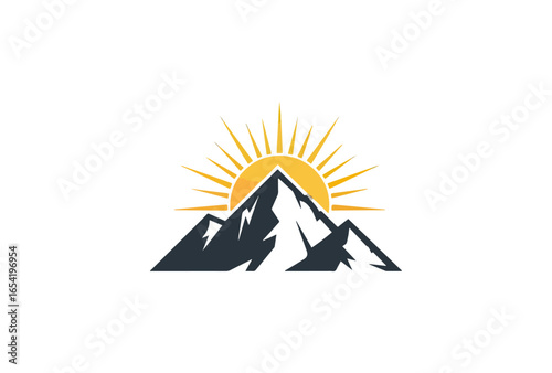Sunrise over mountain silhouette graphic design