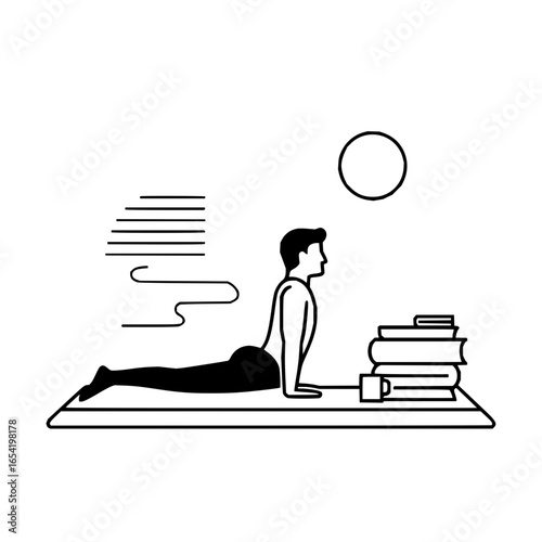 Yoga pose exercise wellness fitness training workout stretching asana books relaxation health lifestyle