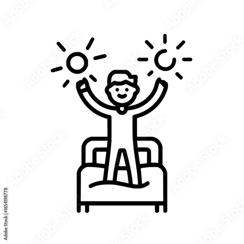 Morning wake up sun bed person happy lifestyle energy wellness good day sunshine positive feeling fresh start