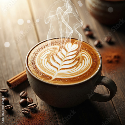 a cup of aromatic coffee drink