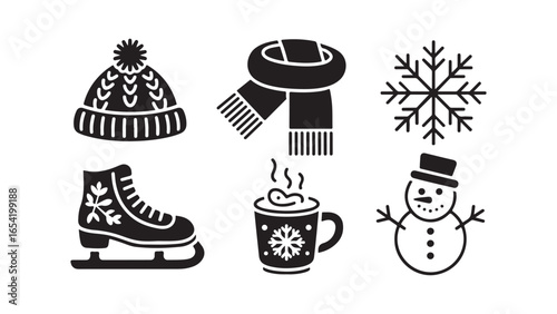 Winter season item icon collection