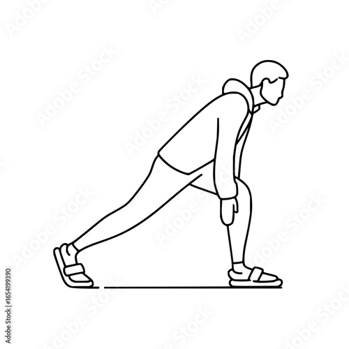 Person stretching exercise fitness workout training wellness sport routine health body warmup lifestyle pose lineart