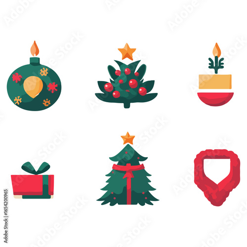christmas, festival, vector, transparent background, xmas, icon, celebration, winter, surprise, pattern, merry, season, icons, christmas set