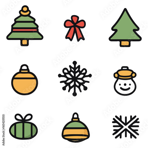 christmas, festival, vector, transparent background, xmas, icon, celebration, winter, surprise, pattern, merry, season, icons, christmas set