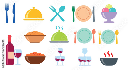 Restaurant food menu dining kitchenware and drink vector