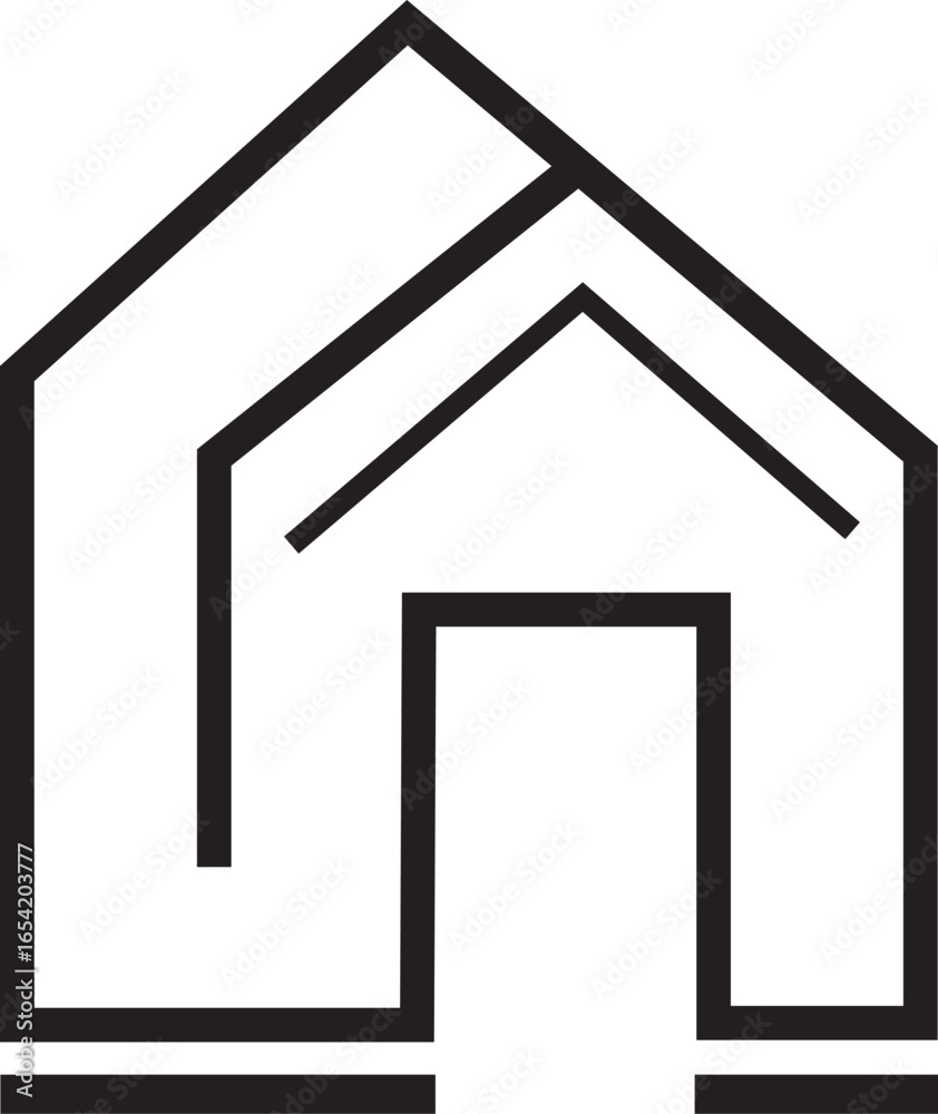 Fototapeta premium Black abstract house outline on white background home