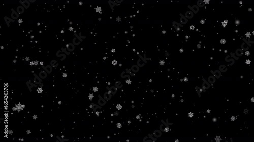 Winter snow - falling snowflakes animation, seamless loop. Alpha channel
