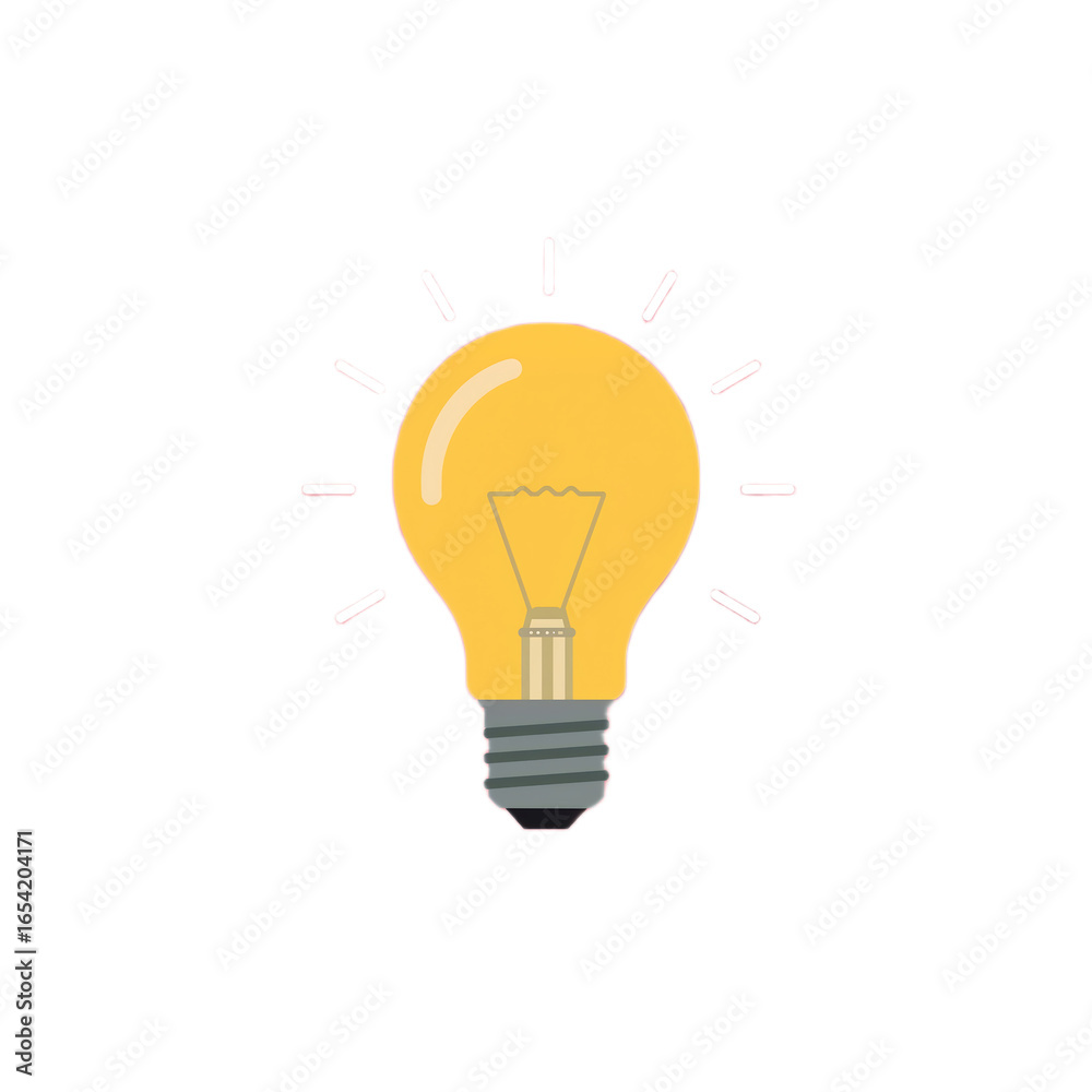 A glowing yellow lightbulb, illuminated, radiating light, representing an idea or concept. A glowing yellow lightbulb, illuminated, radiating light, representing an idea or concept.