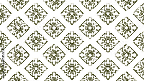 A simple seamless pattern with repeating diamond-shaped floral motifs on a white background. A clean, decorative, and ornamental design suitable for textile and wallpaper.
