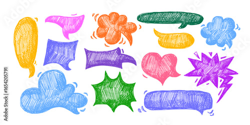 Set of colorful speech bubbles. Vector speak sign