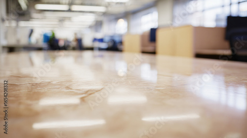 Smooth marble table with abstract reflections, creating a sleek and modern aesthetic.