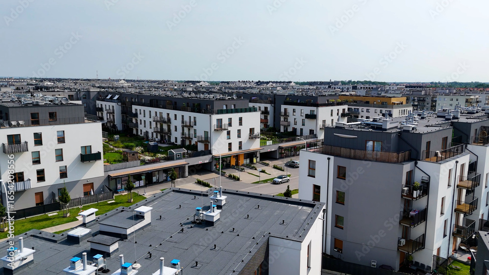 Fototapeta premium city ​​street New modern district architecture housing construction Wroclaw Poland