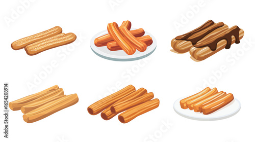 Churros Isolation on White Background – Sweet Dessert Illustration
