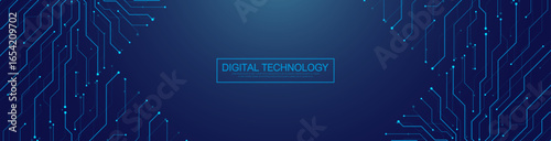 Motherboard technology circuit board texture design. Creative idea AI banner concept for internet technology. Digital motherboard concept for poster, cover, banner, header, web presentation template.