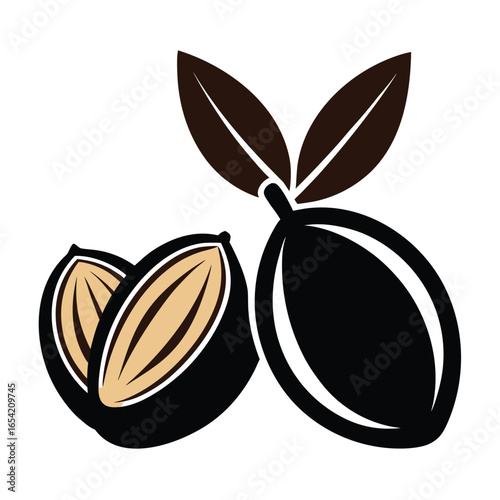 Black coffee beans with brown leaves coffee plant coffee leaves