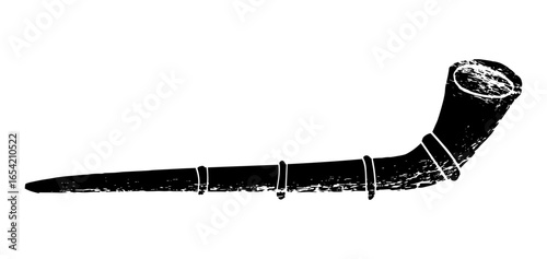 alphorn, alpenhorn, alpine horn. Music festival poster. Wind musical instruments. Competition. A set of vector illustrations. Minimalistic design. Banner, flyer, cover, print.	