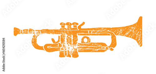 Trumpet. Music festival poster. Wind musical instruments. Competition. A set of vector illustrations. Minimalistic design. Banner, flyer, cover, print.	