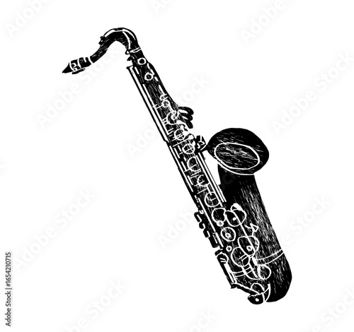 Tenor saxophone. Music festival poster. Wind musical instruments. Competition. A set of vector illustrations. Minimalistic design. Banner, flyer, cover, print.	