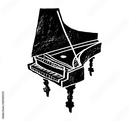 Harpsichord, clavecin. Music festival poster. Keyboard musical instruments. Competition. A set of vector illustrations. Minimalistic design. Banner, flyer, cover, print.	