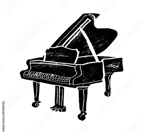 Piano, folk. Music festival poster. String musical instruments. Competition. A set of vector illustrations. Minimalistic design. Banner, flyer, cover, print.	