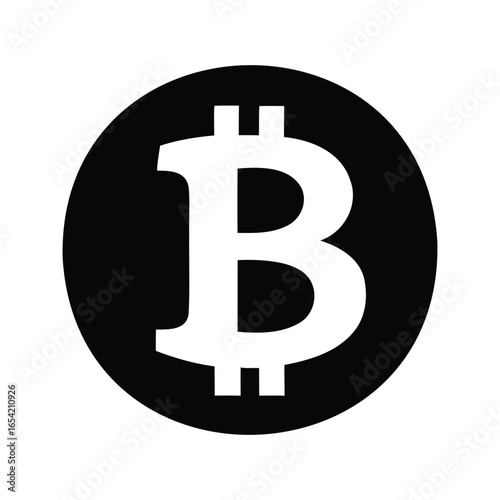A Simple Black and White Bitcoin Symbol Set in a Circle