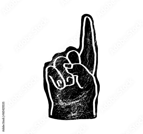 Icon fan logo hand with finger up. Hand up with number 1. Fan arm glove with finger. Vector illustration.