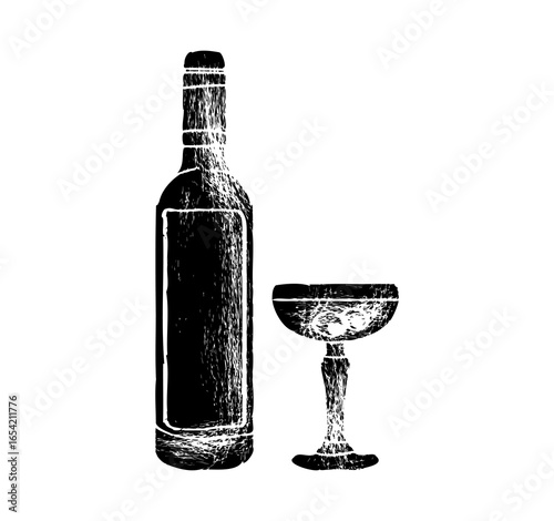 Bottle of martini with blank labels. Illustration contains gradient meshes. The label can be removed.
