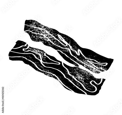 Bacon illustration, drawing, engraving, ink, line art, vector