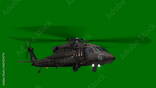 UH-60 Black Hawk Military Helicopter Flying – Green Screen Footage